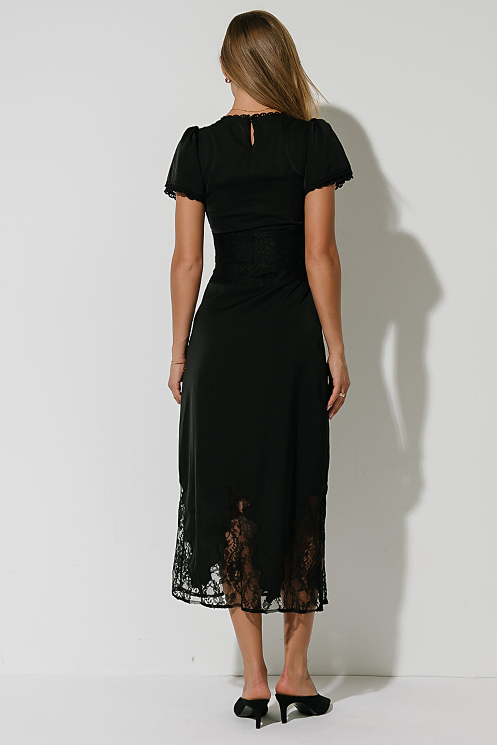 Alaina Lace Maxi Dress in Black