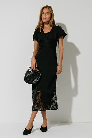 Alaina Lace Maxi Dress in Black