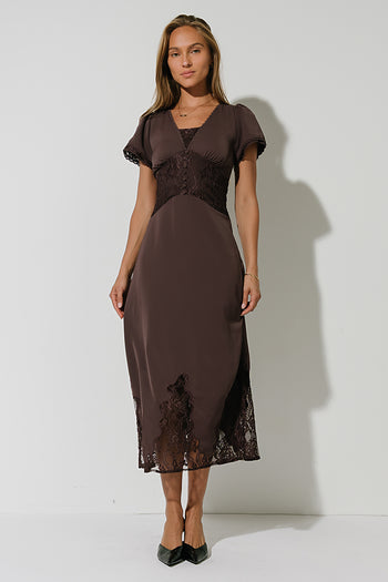 Alaina Lace Maxi Dress in Plum