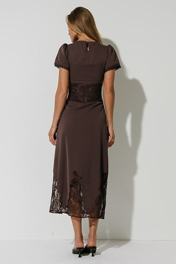 Alaina Lace Maxi Dress in Plum