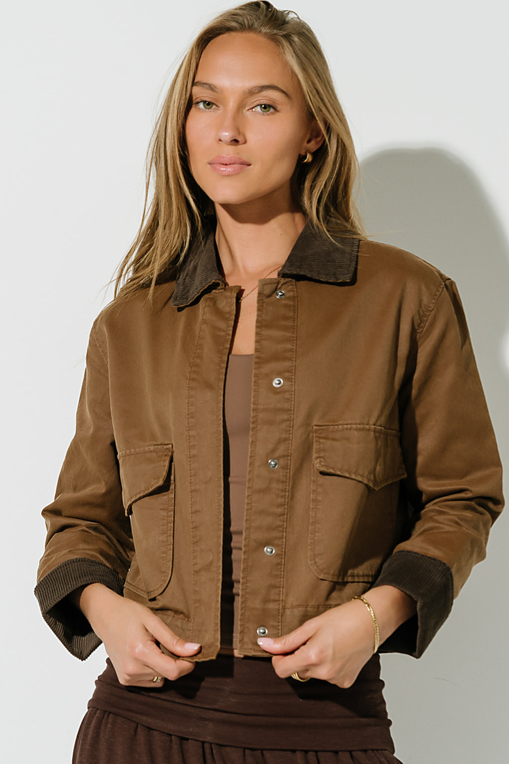 Krue Contrast Jacket in Brown