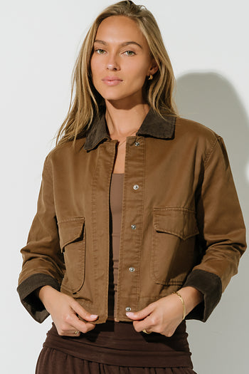 Krue Contrast Jacket in Brown