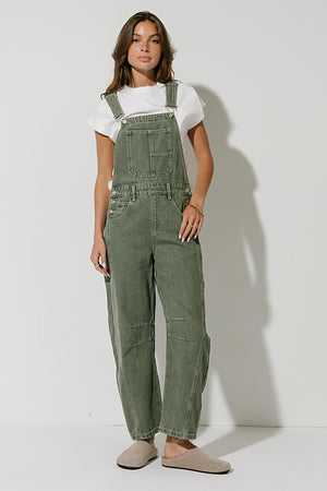 Tansy Denim Overalls in Olive