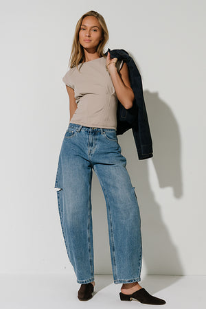 Iris High Rise Barrel Jeans