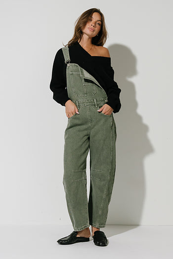 Tansy Denim Overalls in Olive