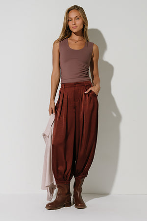 Barbara Satin Balloon Pants in Rust