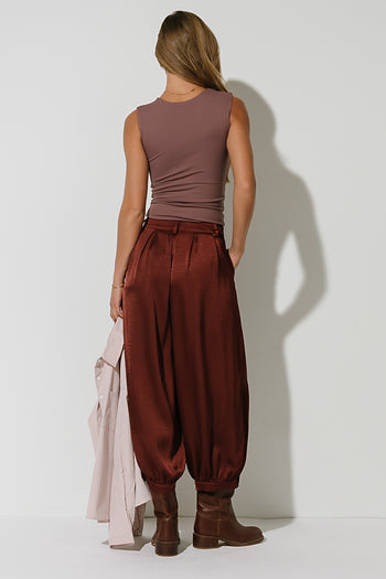 Barbara Satin Balloon Pants in Rust