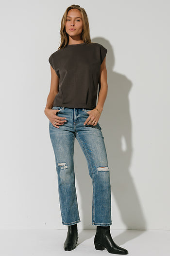 Benji Muscle Tee in Charcoal