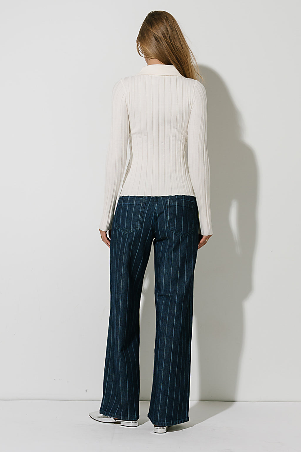 Amina Ribbed Top in Off White