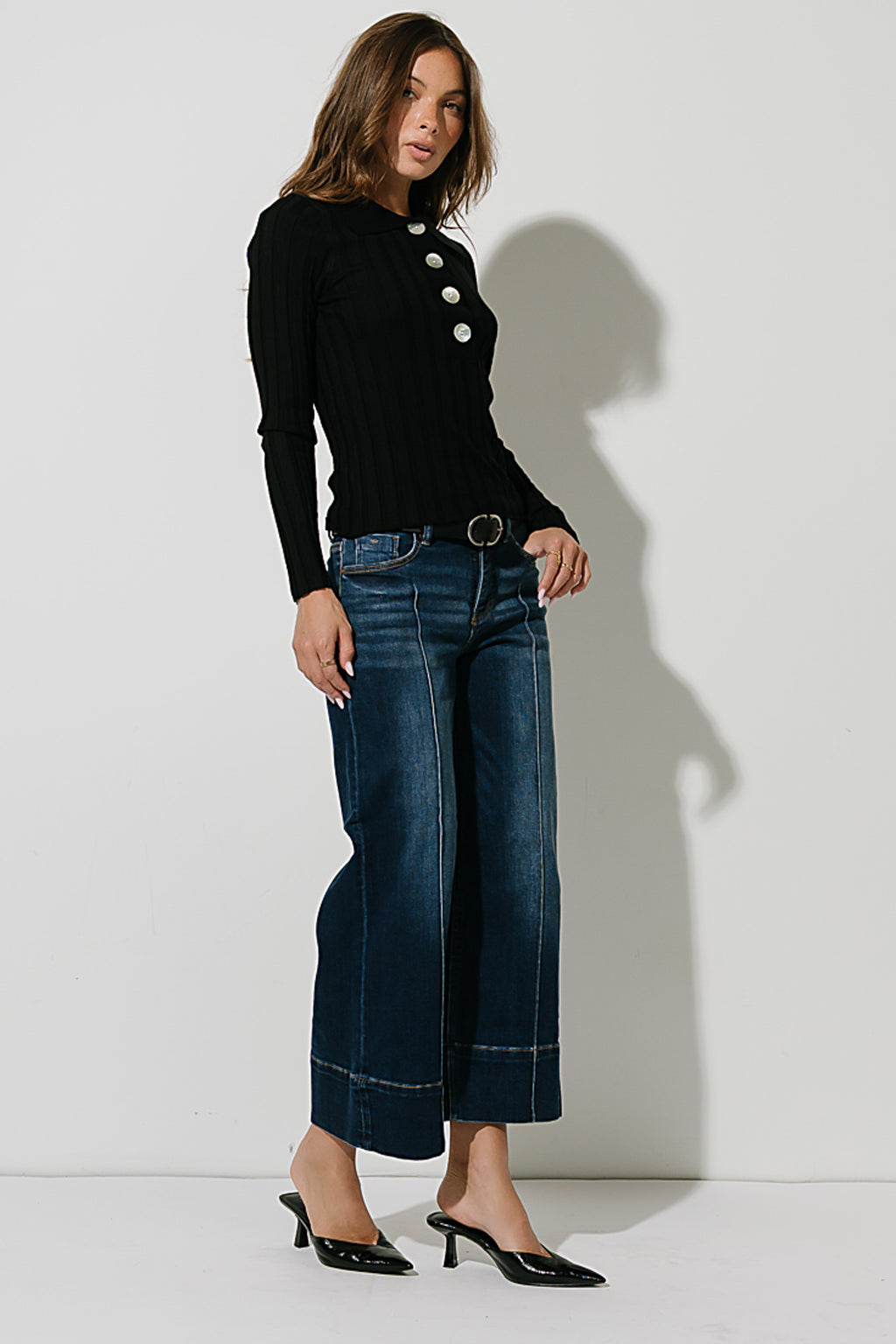 Amina Ribbed Top in Black