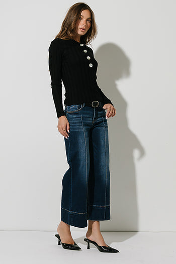 Amina Ribbed Top in Black