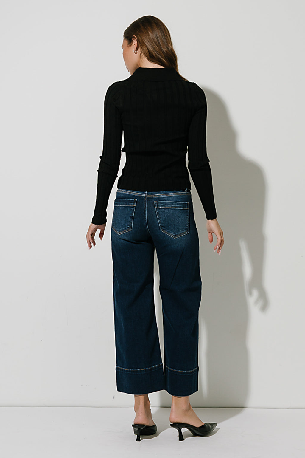 Amina Ribbed Top in Black