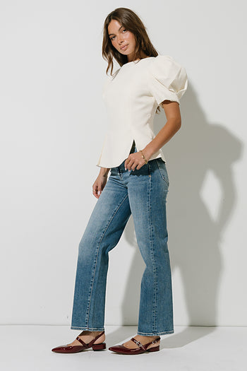 Diana Puff Sleeve Top in Ecru