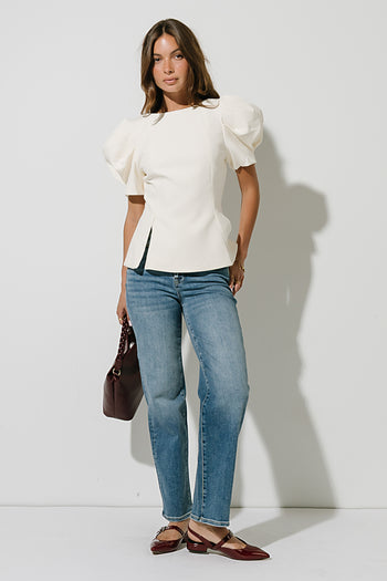Diana Puff Sleeve Top in Ecru