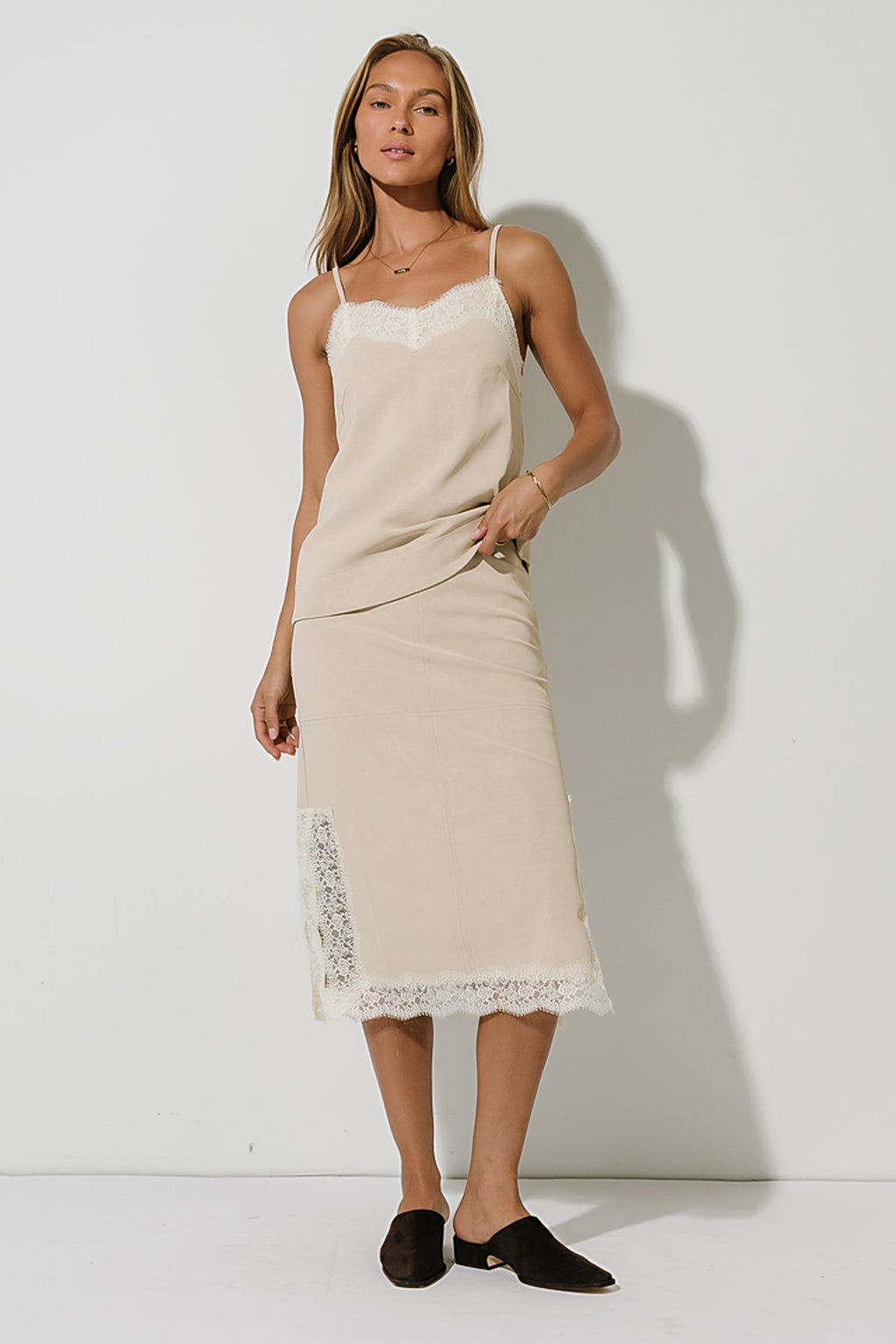 Vera Suede Skirt in Stone