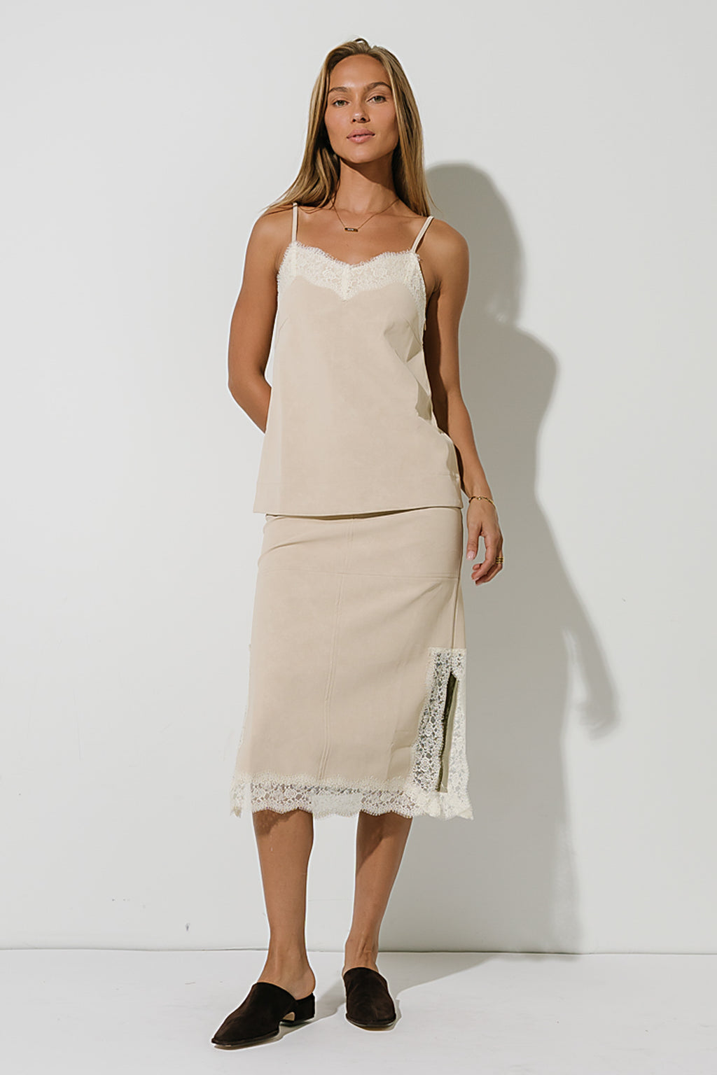 Vera Suede Top in Stone