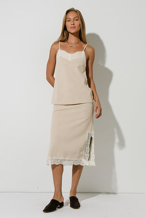 Vera Suede Top in Stone