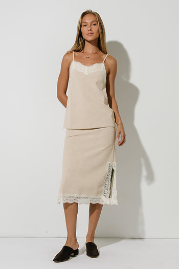 Vera Suede Top in Stone