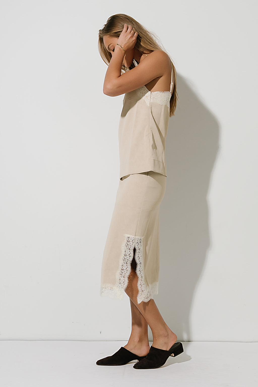Vera Suede Skirt in Stone