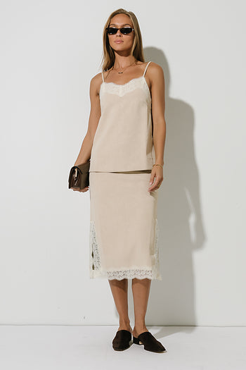 Vera Suede Skirt in Stone