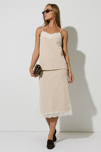 Vera Suede Top in Stone