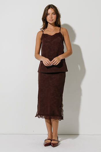Vera Suede Skirt in Burgundy