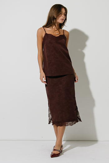Vera Suede Top in Burgundy