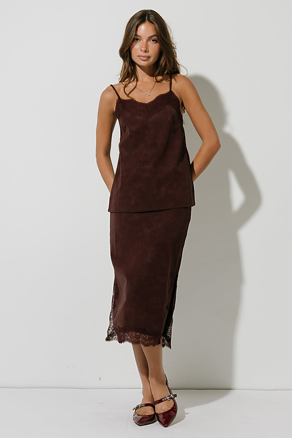 Vera Suede Skirt in Burgundy