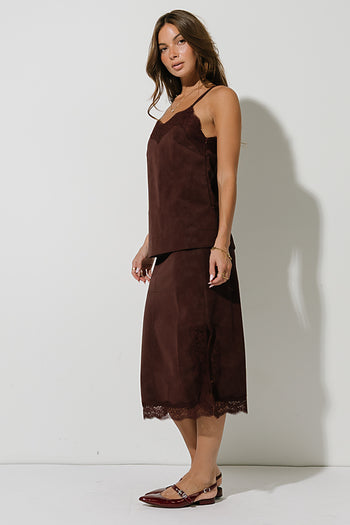Vera Suede Top in Burgundy