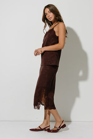 Vera Suede Skirt in Burgundy