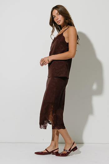 Vera Suede Skirt in Burgundy