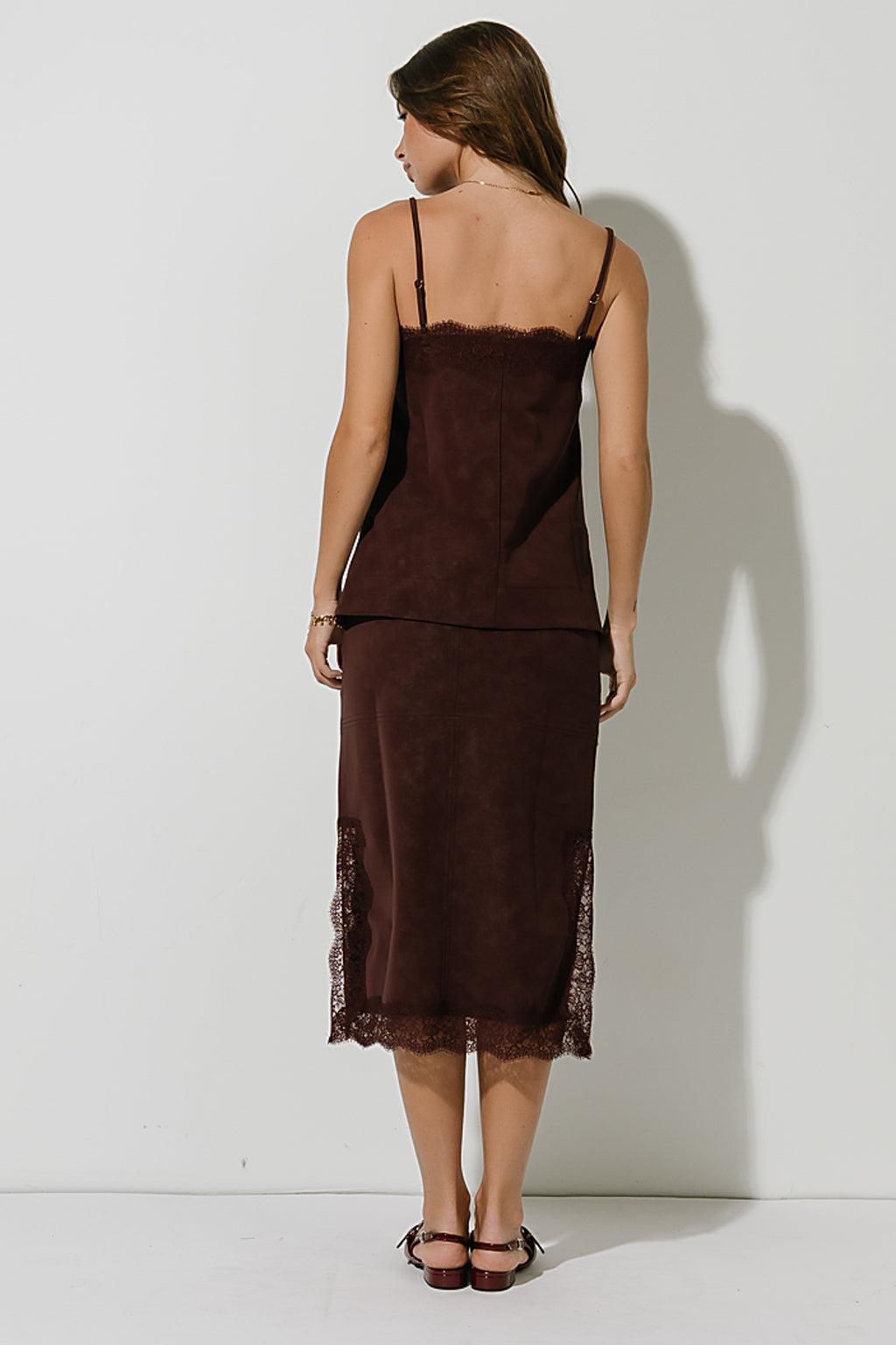 Vera Suede Top in Burgundy