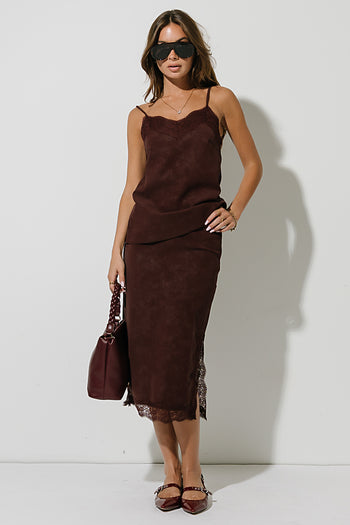 Vera Suede Skirt in Burgundy