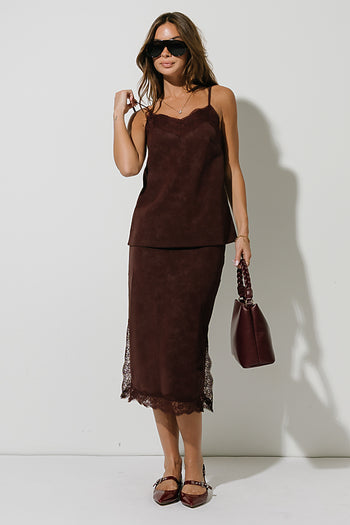 Vera Suede Top in Burgundy