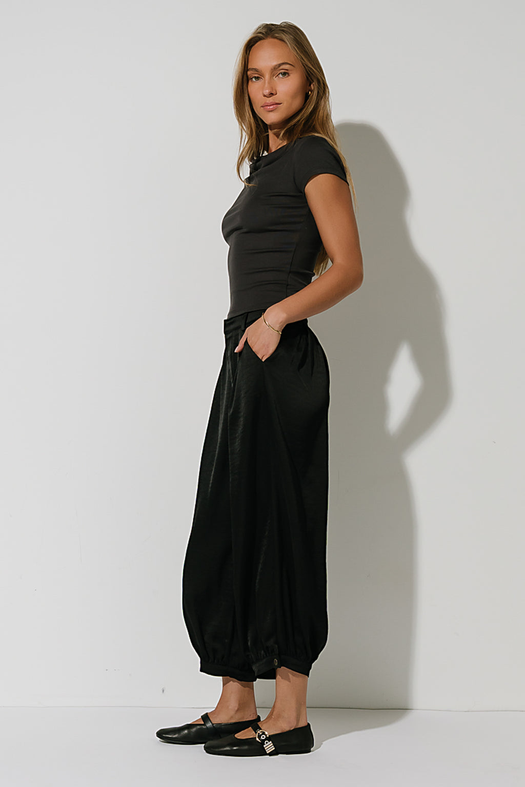 Paula Cowl Neck Top in Charcoal