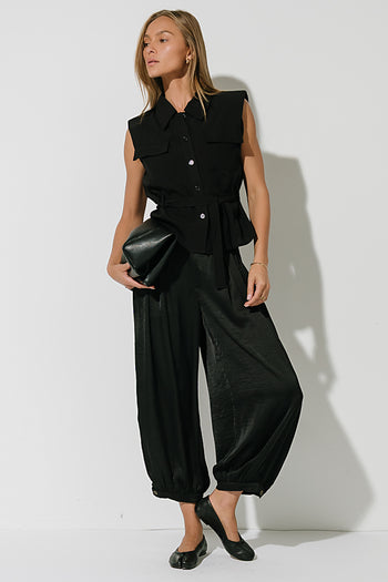 Barbara Satin Balloon Pants in Black
