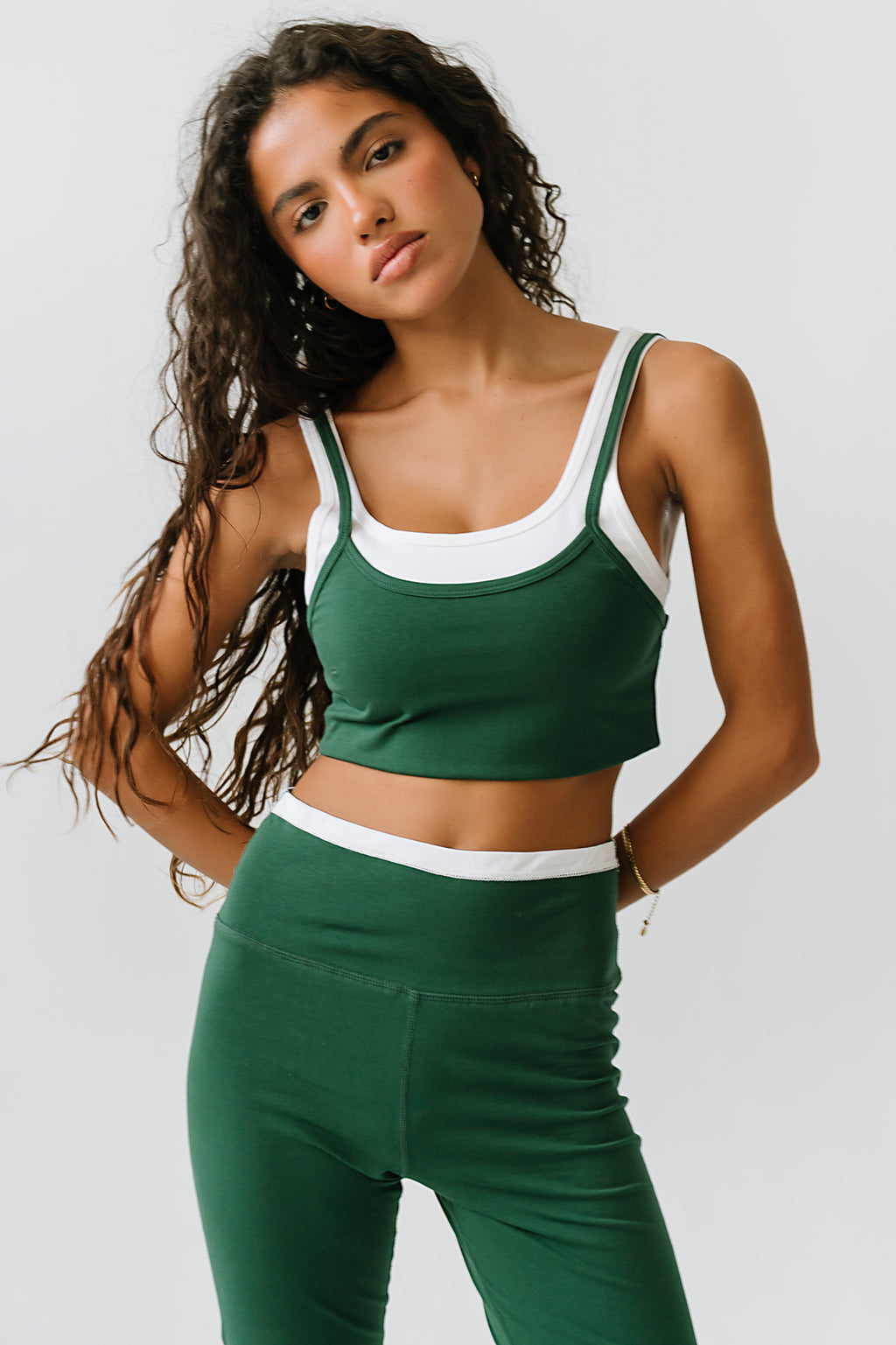 Quinn Contrast Leggings in Green