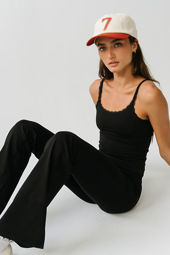 Teagan Lace Trim Tank in Black