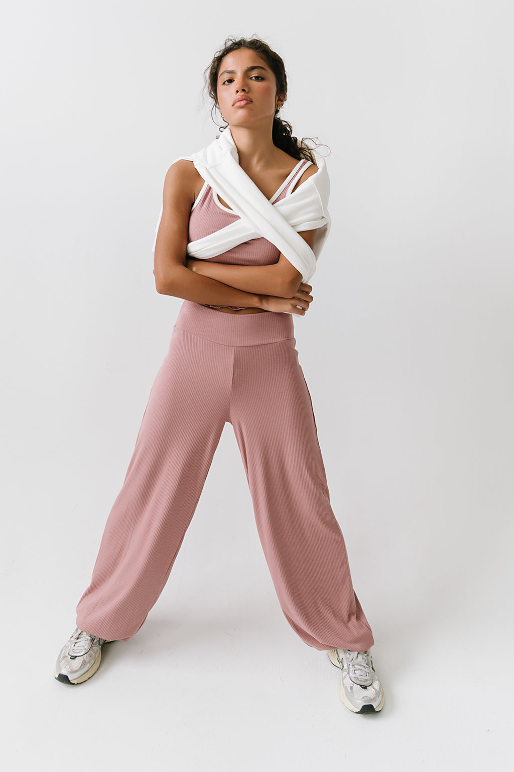 Catherine Ribbed Joggers in Pink