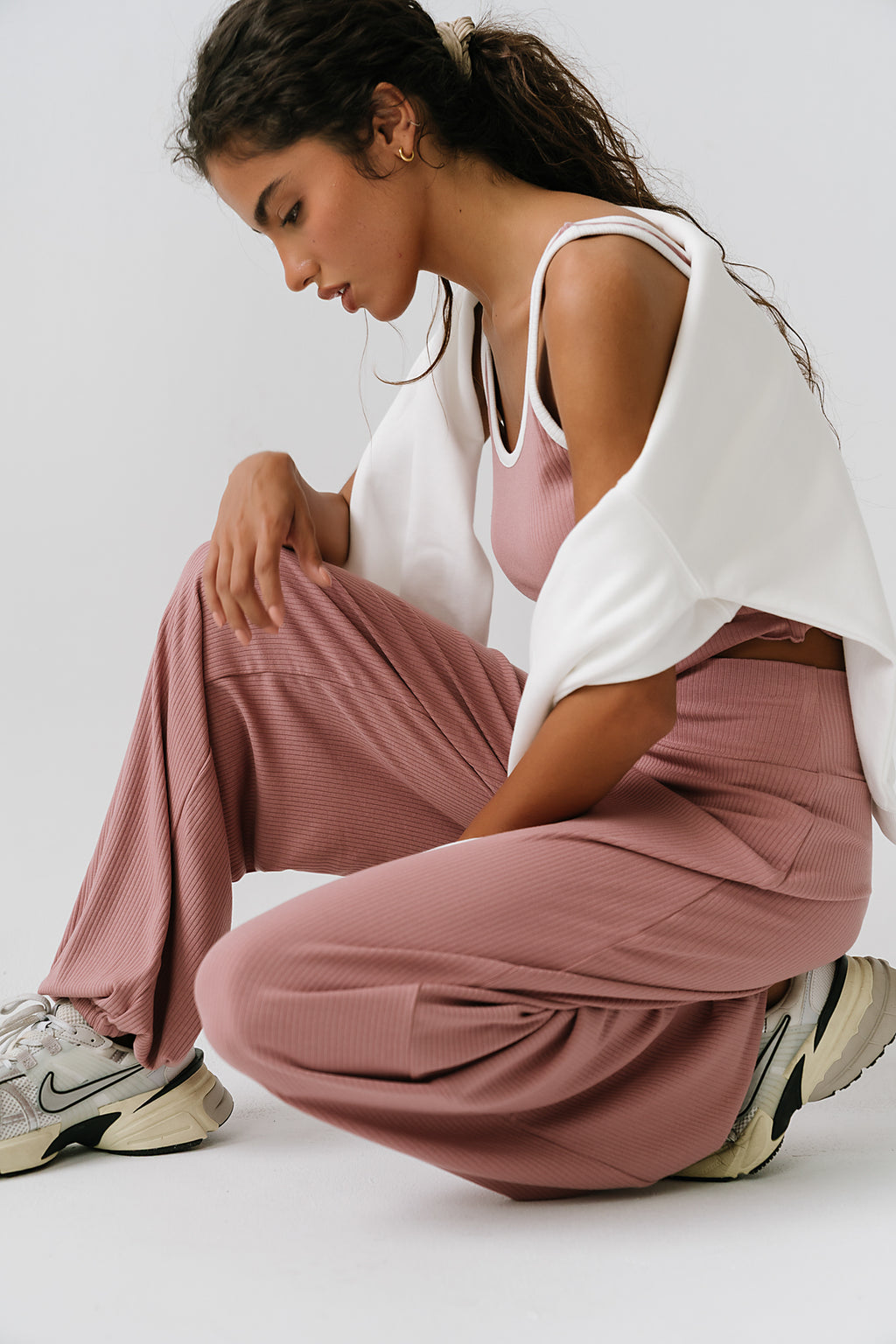 Catherine Contrast Ribbed Tank in Pink