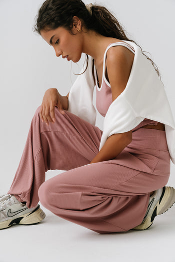 Catherine Contrast Ribbed Tank in Pink