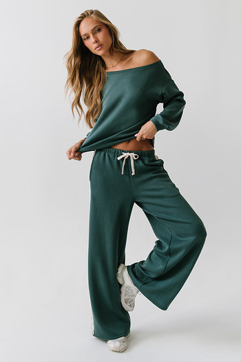 Skylar Wide Leg Sweatpants in Green