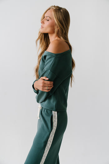 Skylar Off the Shoulder Sweatshirt in Green