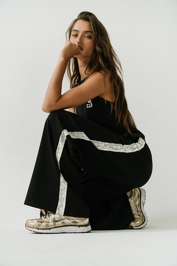 Skylar Wide Leg Sweatpants in Black