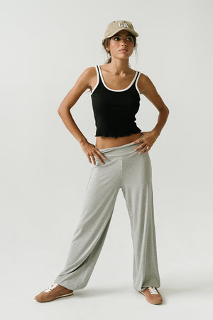 Catherine Ribbed Joggers in Heather Grey