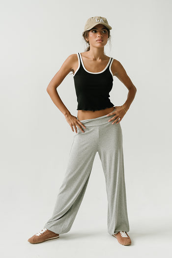 Catherine Ribbed Joggers in Heather Grey