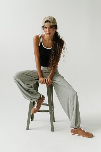 Catherine Ribbed Joggers in Heather Grey