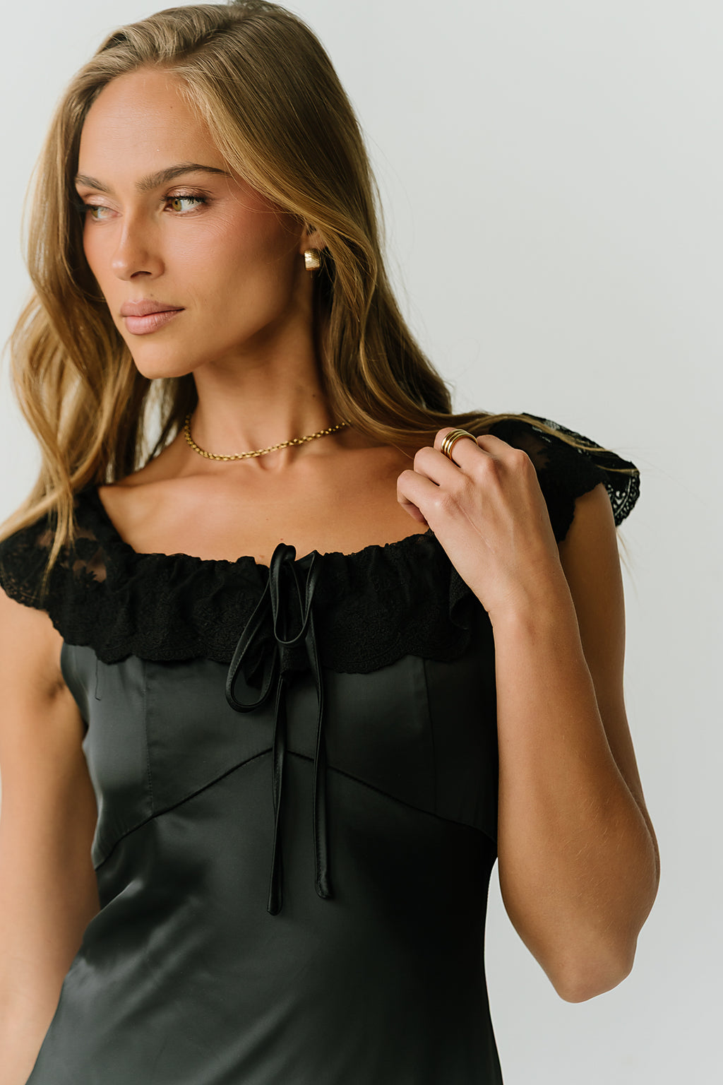 Leighton Satin Maxi Dress in Black