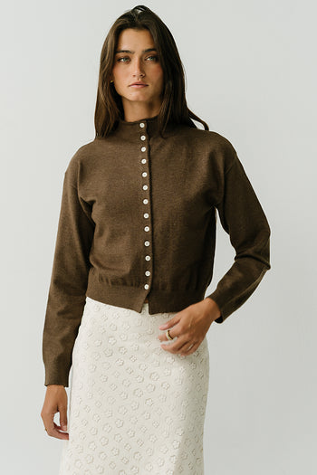 Maya Button Up Sweater in Brown
