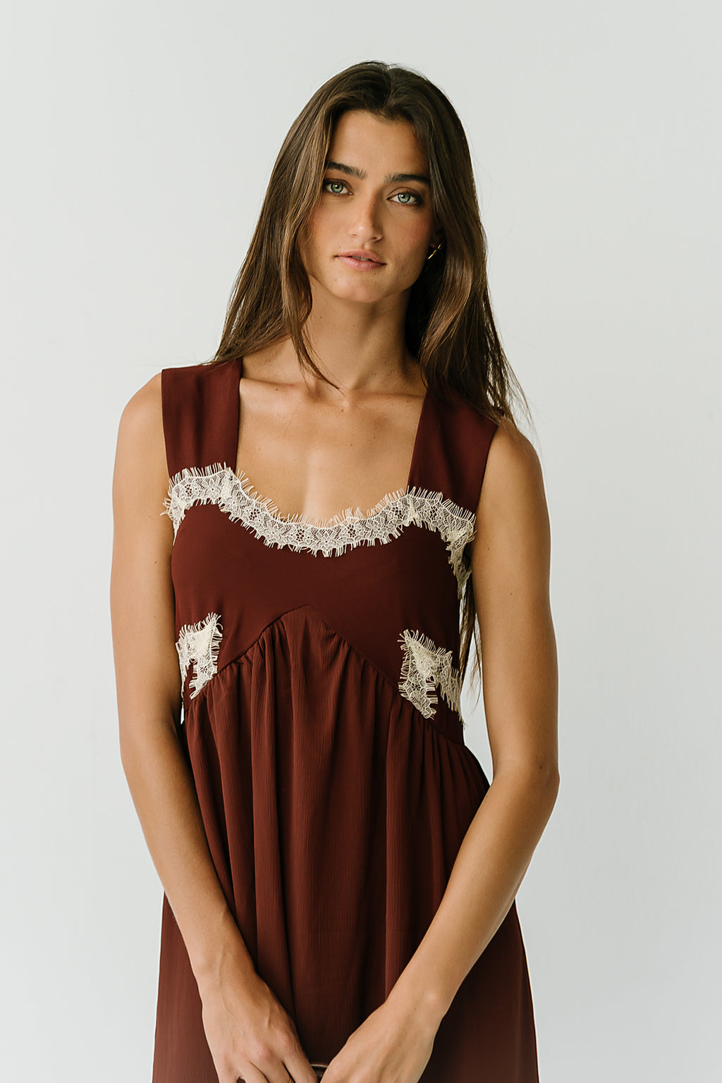 Angelina Midi Dress in Brown